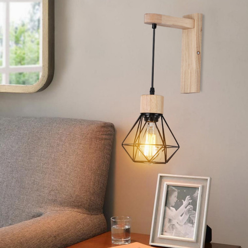 . Lámpara De Pared De Madera Estilo Nórdico E27