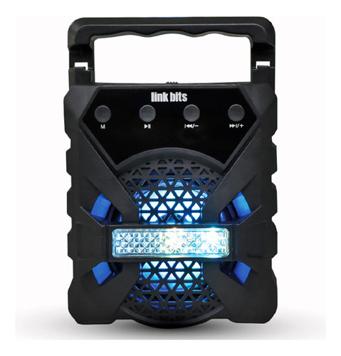 Bocina Bafle Reproductor Bluetooth Fm 3in Luz Led Rgb Tws Sd Color Negro