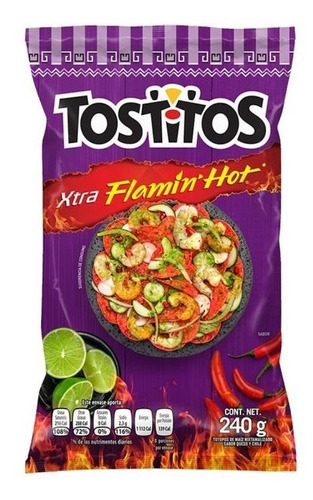 Tostitos Flaming Hot Brand Sabritas Pack Of 20 / 43gr