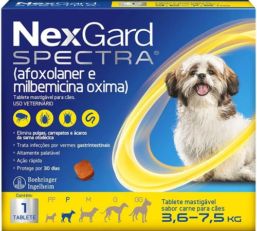 Pastilla antiparasitario Merial NexGard Antipulgas Spectra para perro de 3.6kg a 7.5kg