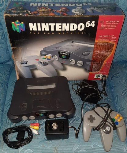 Consola Nintendo 64 Con Caja + Joy + Fuente 220v + Cable Av