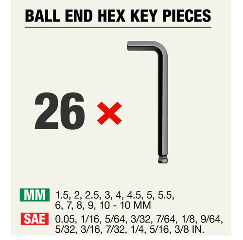 Juego De Llaves Hexagonales 26 Pzs Mm Y Std