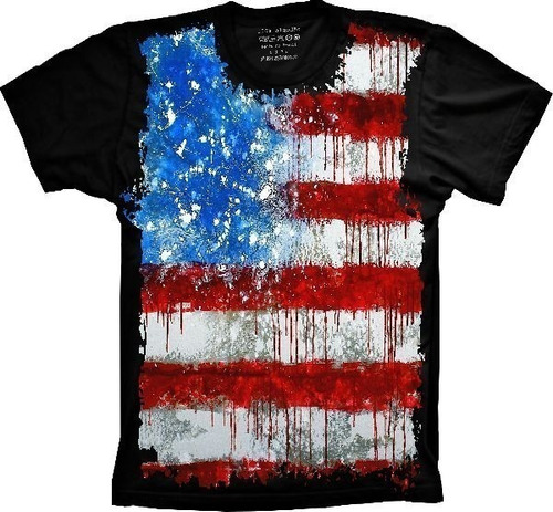 Camiseta Geek Plus Size Unissex Bandeira Dos Estados Unidos