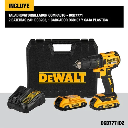 Taladro Atornil 20v Dewalt Dcd7771d2-b3