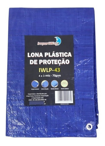 Lona Plastica Azul Encerado Impermeavel 4x3 Metros Multiuso