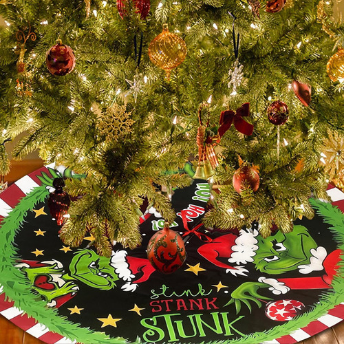 Falda De Árbol De Navidad Grinch Con Cuello De Árbol De Navi