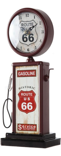 Reloj Mesa Bomba Gasolina Ruta 66 Retro Silencioso Rojo
