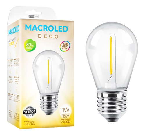 Lámpara S14 Filamento 1w E27 Macroled - Cálido