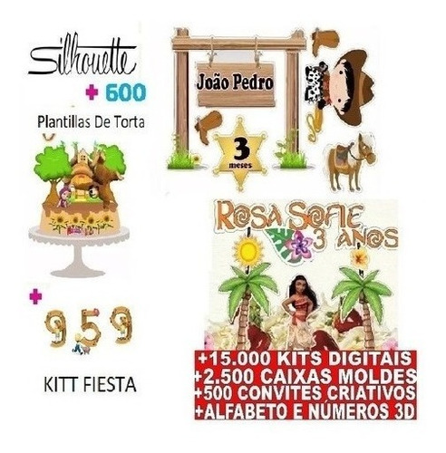 Kit Silhouette Archivos 600 Plantillas Tortas Fiesta