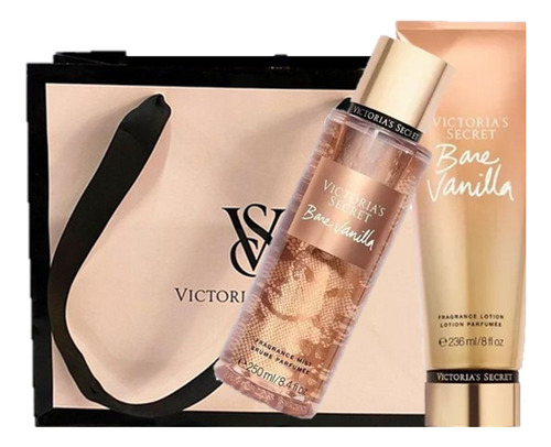 Set Loción Crema Y Bolsa Victorias Secret Bare Vanilla Dulce