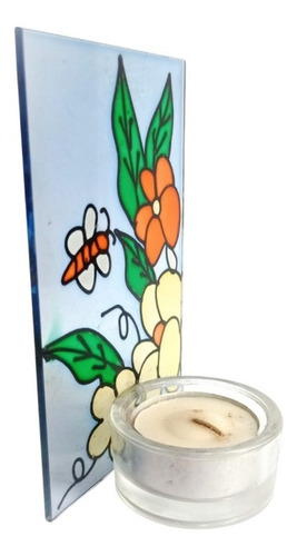 Imagen 2 de 7 de Vitrales Porta Vela Flores Girasoles