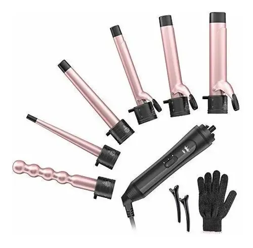 Rizador 6 En 1, Juego De Varillas Rizadoras Profesionales Color Rose ...