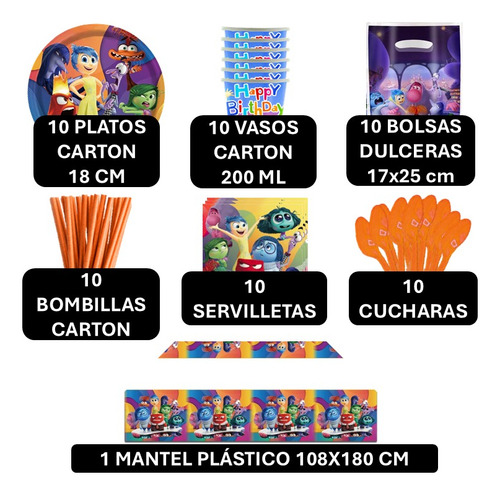 Pack Básico Cotillon Cumpleaños X 10 Intensamente 2