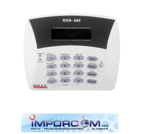 Panel Alarma Pima Hunter Pro8144 Teclado Rx400 Alfa Numerico