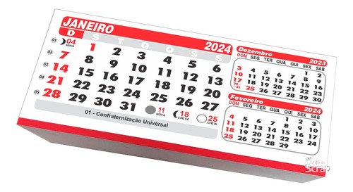 300 Calendário Mensal 11,5x5 Bloquinho Refil Pequeno