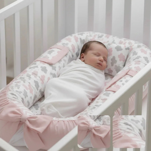 Ninho Redutor Para Bebê Recém-nascido Maternidade Super Macia Conforto E Proteção - Nuvem Rosa