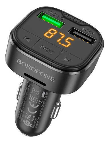 Cargador De Auto Y Transmisor Bluetooth Borofone Bc43 Pd3.0 