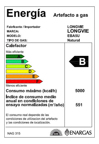 Imagen 2 de 6 de Calefactor Tiro Balanceado Longvie Eba5u 5000kcal Premium