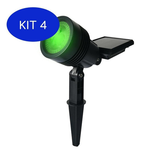 Kit 4 Refletor Solar Luminária Jardim Spot Luz Cor Verde