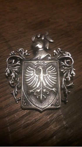 Antiguo Prendedor Escudo De Armas, Plata 900 Sano.