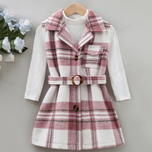 Traje De Abrigo A Cuadros Para Niñas Y Niños, Traje De Dos P