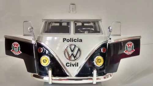 Vw Kombi Viatura Polícia Civil São Paulo 1/24 Luz E Sirene