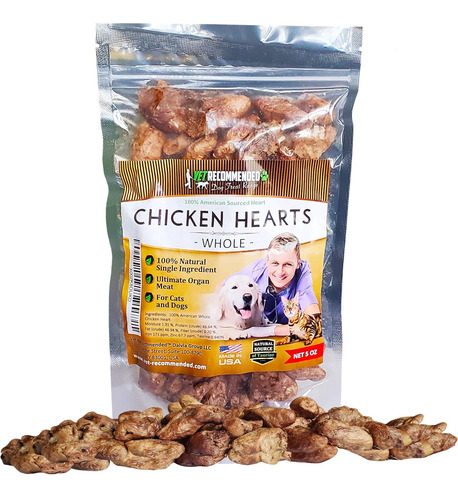 Premium Whole Chicken Hearts For Dogs And Cats (giant 5oz Ba