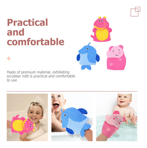Guantes De Baño Para Bebés Con Dibujos Animados, 3 Unidades,