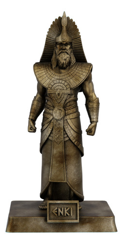 Estátua Enqui Deus Sumério Da Água - Enki - Easarru Cor Cor Ouro Velho