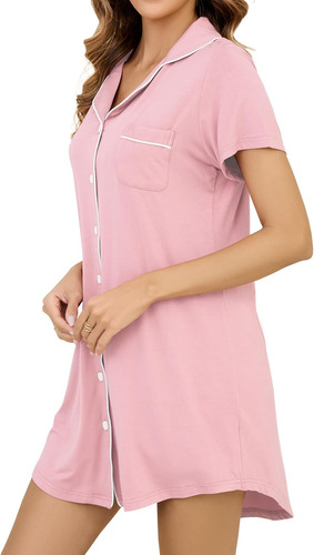Camisones Para Mujer, Vestido De Pijama Con Botones De Manga