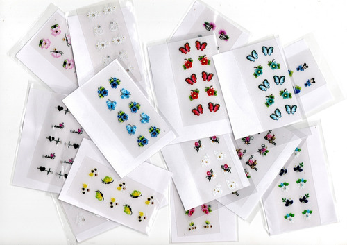 Kit 20 Cartelas Adesivos Unhas Decoradas Películas Artesanal