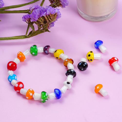 Jiebor 50pcs Charmitos De Vidrio De Hongos Lindo Hongo Ornam