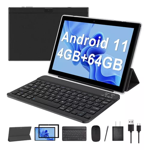Tablet con teclado, Tablet PC Android 11 de 10.1 pulgadas, 2024 procesador  de cuatro núcleos de almacenamiento de 4 GB+64 GB, cámara dual de 8 MP