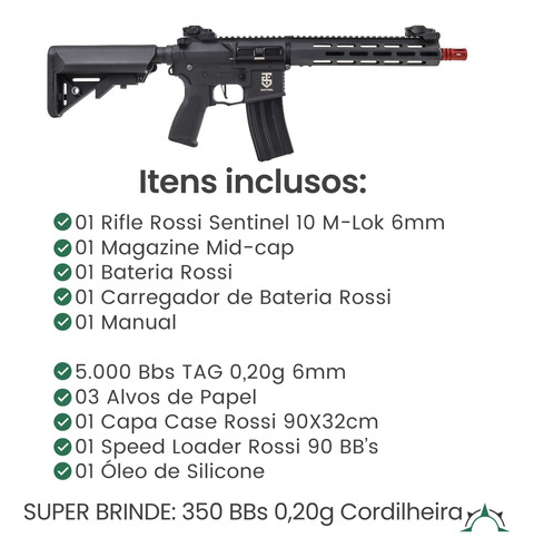 Fuzil De Airsoft Rossi Sentinel 10 Automático Elétrico 6mm