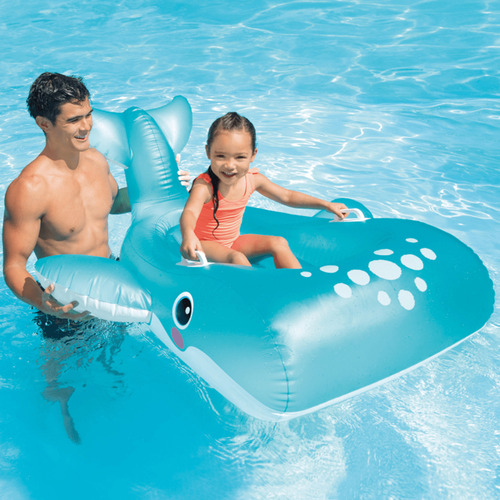 Flotador Inflable Diseño Intex Barco Ballena 168x140 Cm Blue