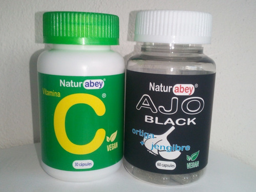 Vitamina C Y Ajo Negro Abey, Frascos Con 60 Cápsulas Cu.