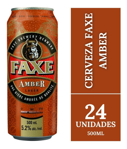 Imagen 1 de 10 de Cerveza Faxe Amber Pack X 24 X 500ml.