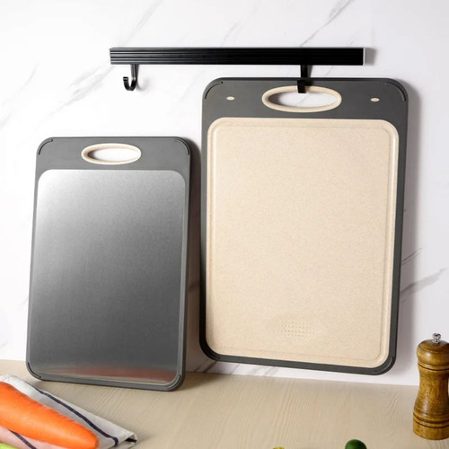 Tabua De Corte Saudável Para Cortar Dupla Face Aço Inox Pp