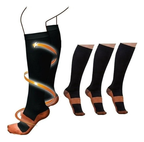 Medias Calcetines Compresion Para Varices Fibra De Cobre 3p