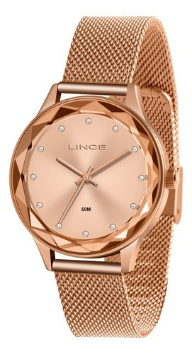 Relógio Lince Feminino Rosê Strass Esteira Lrr4707l R1rx