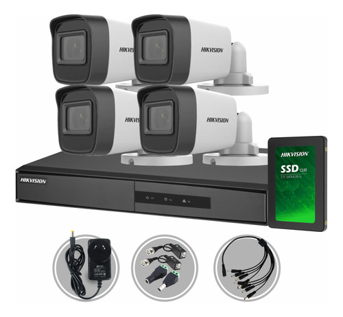Kit Seguridad Dvr 4ch Hikvision + 4 Camaras 720p 1mp Cctv + Disco + Cables + Fuente