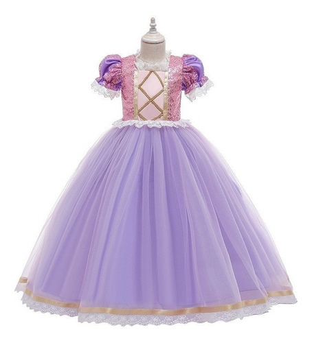 Vestido De Princesa Pull Bead Rapunzel, Ropa Para Niñas