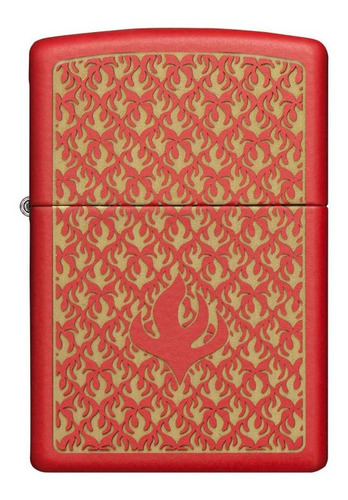 Zippo Encendedor Patron De Flamas Rojo Con Kit Insumos