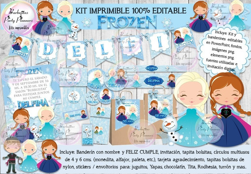 Kit Imprimible Candy Bar Frozen Modelo 3 - 100% Editable