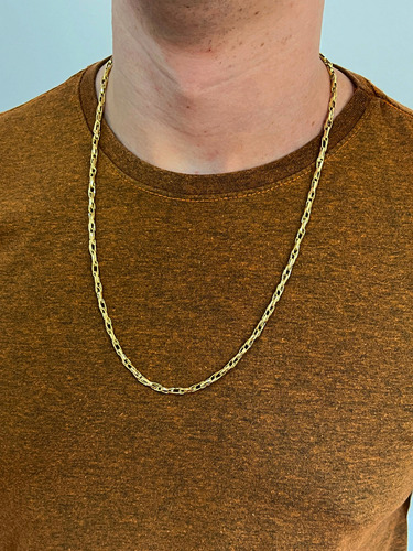 Corrente Cordão Baguete Duplo 15 Gramas 65cm Ouro 18k