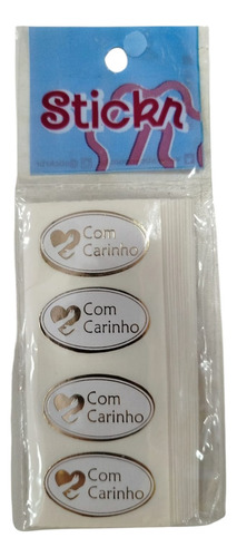 Etiqueta Adesiva Com Carinho C/100 Unidades Doce Confeitaria