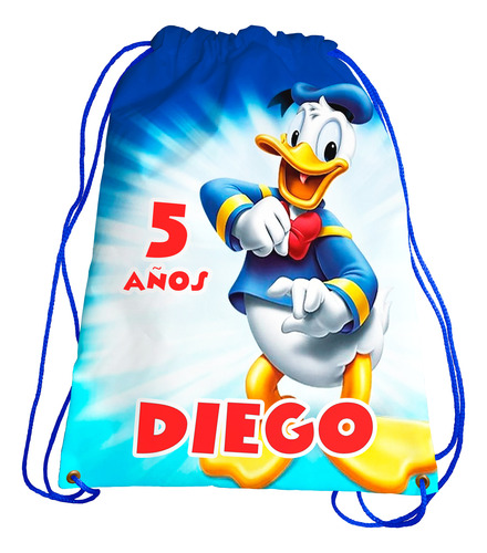 Morralito Recuerdo Fiesta Bolo Pato Donald Personalizado 25u