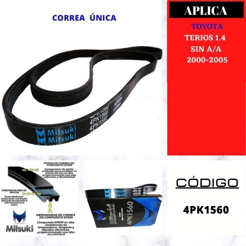 Correa  Única Toyota  Terios 1.4   2000-2005 Sin A/a 