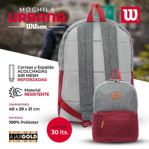 Imagen 4 de 10 de Mochila Wilson Original Reforzada Deportes Gym Impermeable