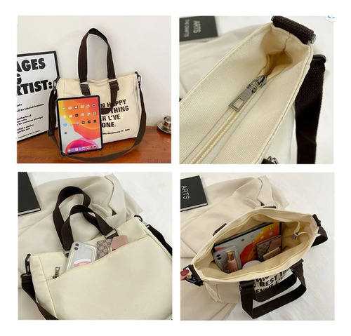 Cartera Paris Tote Mediana Porta Tablet Negro Liso